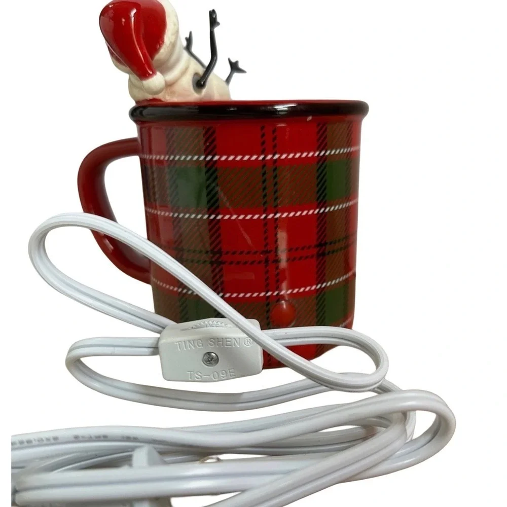 Scentsy Tart Warmer Snowman Mug Plaid‎ Red Green Christmas Fragrance Electric
